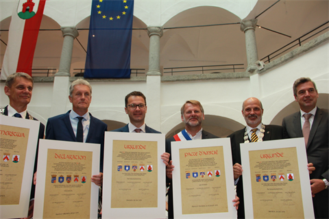 Im Rahmen der Europatage 2019 in Bruneck wurde die Städtepartnerschaft symbolisch erneuert